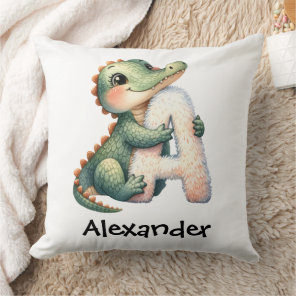 Personalize Letter A Monogram Name Nursery Kids Throw Pillow