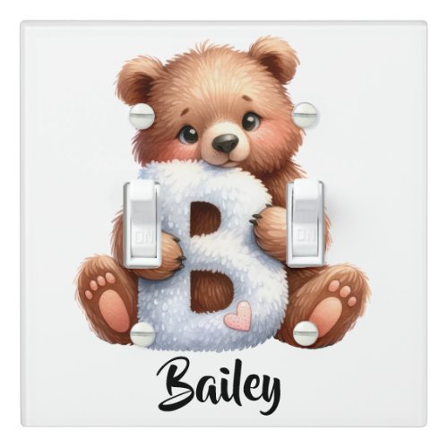 Personalize Letter B Monogram Name Nursery Kids Light Switch Cover