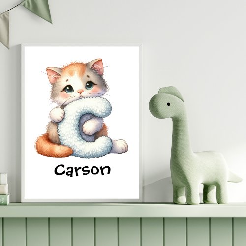 Personalize Letter C Monogram Name Nursery Kids  Poster