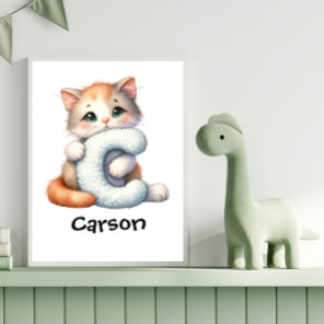 Personalize Letter C Monogram Name Nursery Kids  Poster