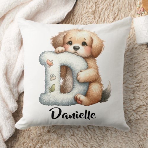 Personalize Letter D Monogram Name Nursery Kids Throw Pillow