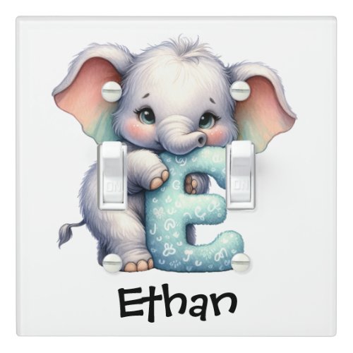 Personalize Letter E Monogram Name Nursery Kids Light Switch Cover