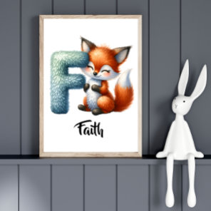 Personalize Letter F Monogram Name Nursery Kids Poster
