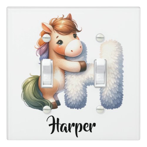 Personalize Letter H Monogram Name Nursery Kids Light Switch Cover