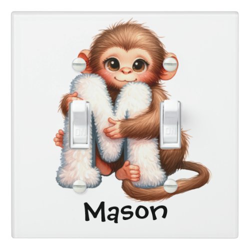 Personalize Letter M Monogram Name Nursery Kids Light Switch Cover