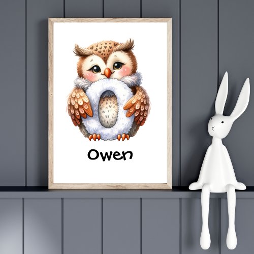 Personalize Letter O Monogram Name Nursery Kids  Poster