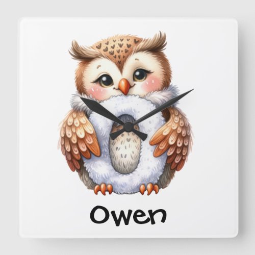 Personalize Letter O Monogram Name Nursery Kids Square Wall Clock