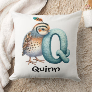 Personalize Letter Q Monogram Name Nursery Kids Throw Pillow