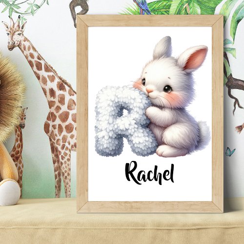 Personalize Letter R Monogram Name Nursery Kids Poster