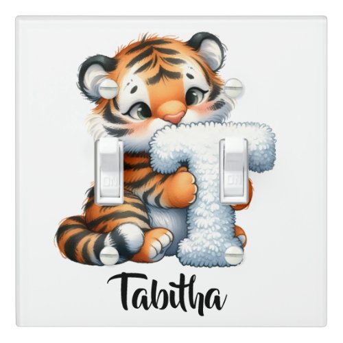 Personalize Letter T Monogram Name Nursery Kids Light Switch Cover