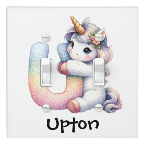Personalize Letter U Monogram Name Nursery Kids Light Switch Cover