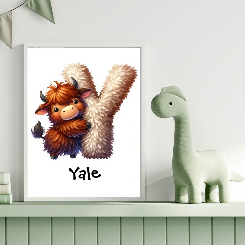 Personalize Letter Y Monogram Name Nursery Kids Poster