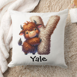 Personalize Letter Y Monogram Name Nursery Kids Throw Pillow
