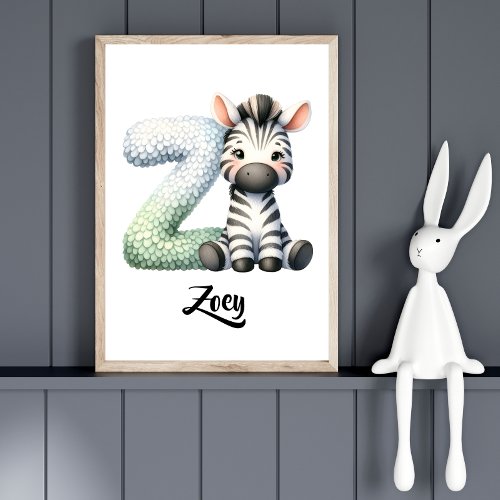 Personalize Letter Z Monogram Name Nursery Kids Poster
