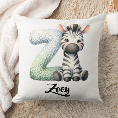 Personalize Letter Z Monogram Name Nursery Kids Throw Pillow
