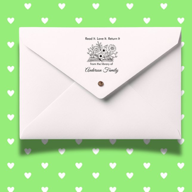 Personalize Library Return Address  Rubber Stamp (Create a unique touch for your books with a personalized library return address rubber stamp.)