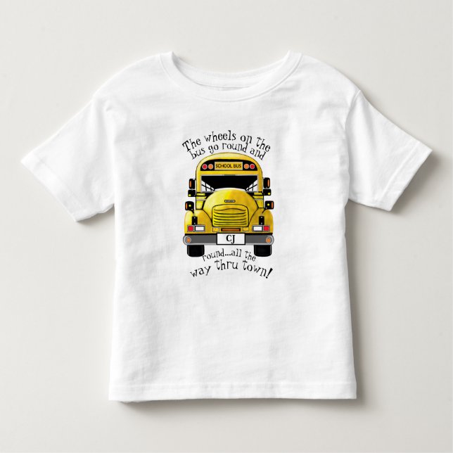 Personalize License Plate Name School Bus Shirt (Front)