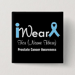 Personalize Light Blue Ribbon Prostate Cancer Button