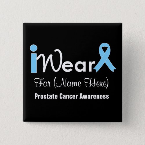 Personalize Light Blue Ribbon Prostate Cancer Button