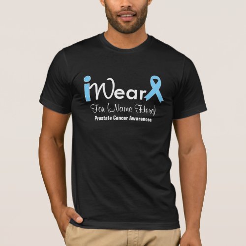 Personalize Light Blue Ribbon Prostate Cancer T_Shirt