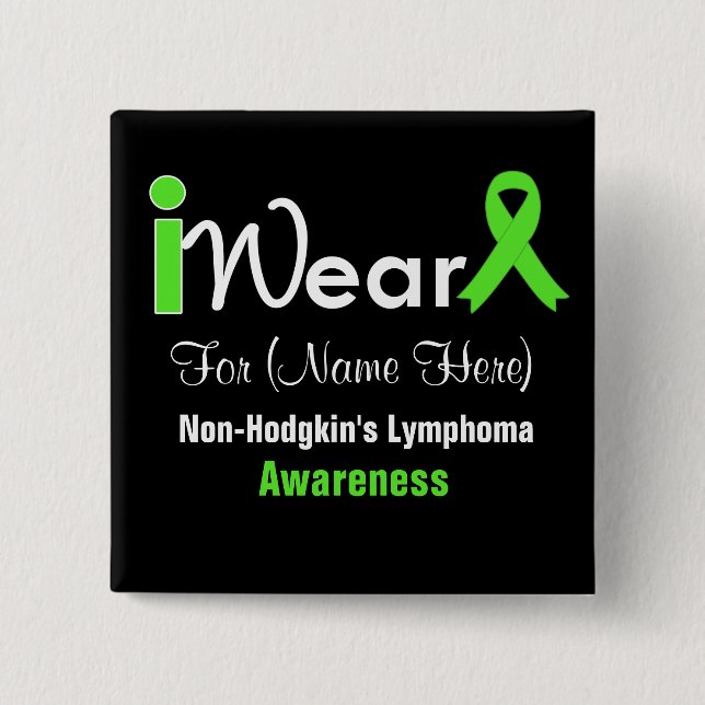 Personalize Lime Green Non-Hodgkin's Lymphoma Pinback Button (Front)