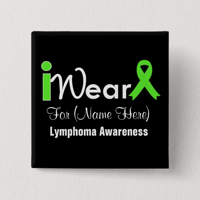 Personalize Lime Green Ribbon Lymphoma Button (Front)