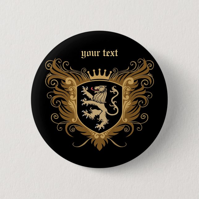 Personalize Lion Crest [dark] Button (Front)