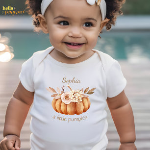 Personalize Little Pumpkin Floral Baby Bodysuit
