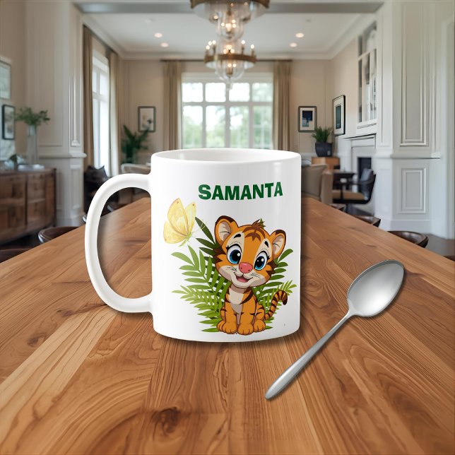  Personalize Little Tiger & Butterfly Classic Mug (Creator Uploaded)