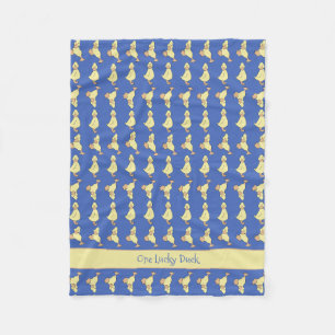 Personalize Little Yellow Duck Cute Baby Kids Blue Fleece Blanket