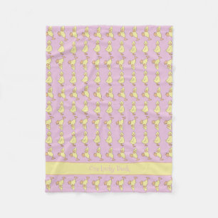 Personalize Little Yellow Duck Cute Baby Kids Pink Fleece Blanket