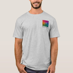 Personalize Logo Employee Name Template Grey T-Shirt
