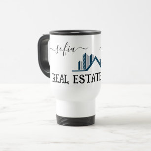 Personalize Logo Real Estate Agent Small Business  Travel Mug