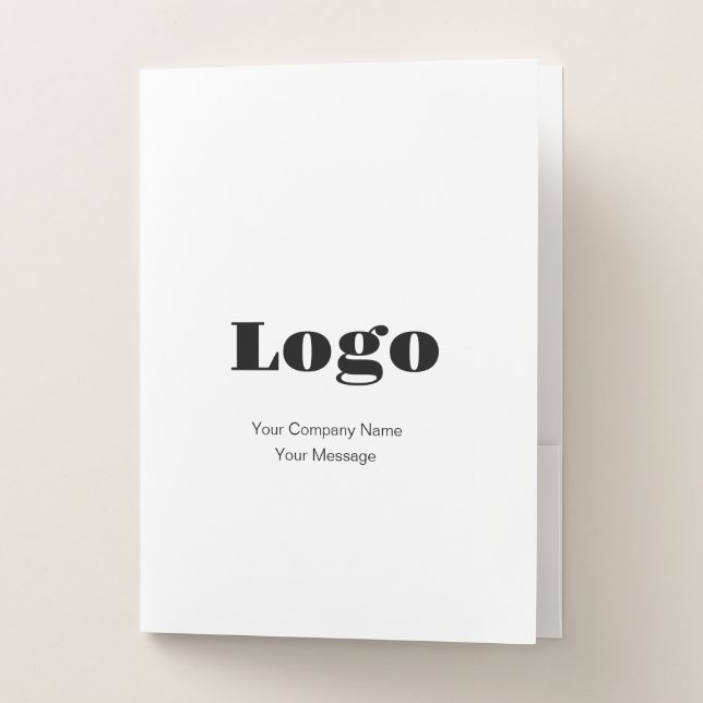 Personalize Logo White Pocket Folder (Front)