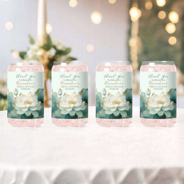 Personalize Lotus flower Bridal Shower Thank you Can Glass (Insitu (Wedding))