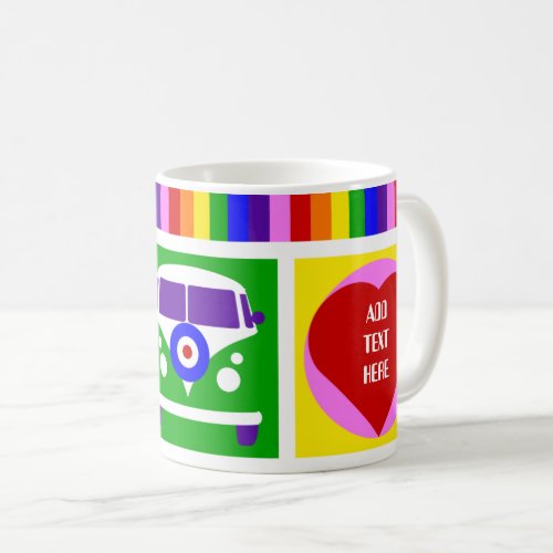 Personalize Love and Peace Camper Van Life  Coffee Mug