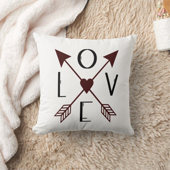 Personalize Love Arrows Wedding Engagement Couples Throw Pillow (Blanket)