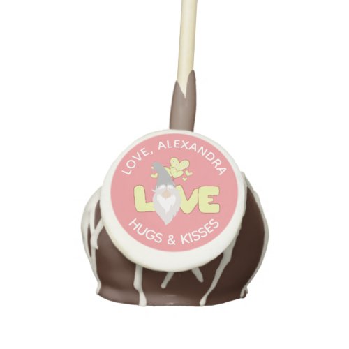 Personalize Love Gnome Heart Yellow And Gray  Cake Pops
