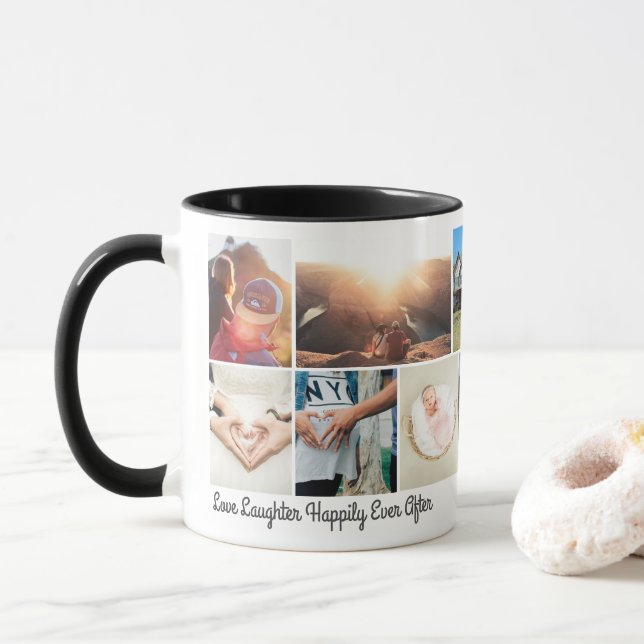 Personalize Love Laughter Happily Ever After Mug (With Donut)