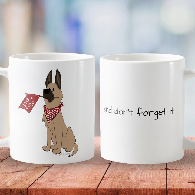 Personalize Love You Cute Dog Cartoon White Simple Coffee Mug (Creator Uploaded)