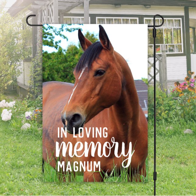 Personalize Loving Memory Pet Photo Horse Memorial Garden Flag (Creator Uploaded)