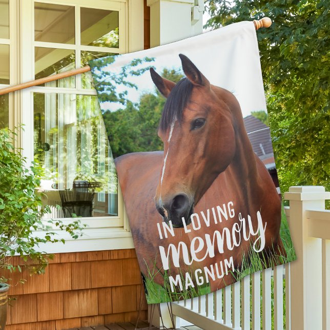 Personalize Loving Memory Pet Photo Horse Memorial House Flag (Creator Uploaded)