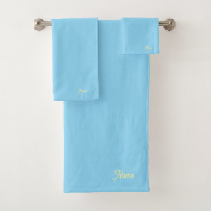 Personalize Lt Blue + Yellow Gift Personal Bath Towel Set
