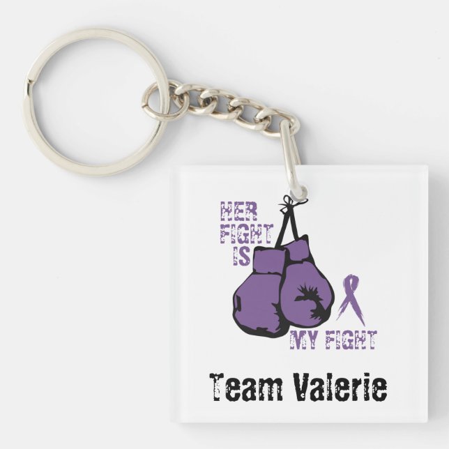 Personalize Lupus Support Her Fight is Mine Boxing Keychain (Front)