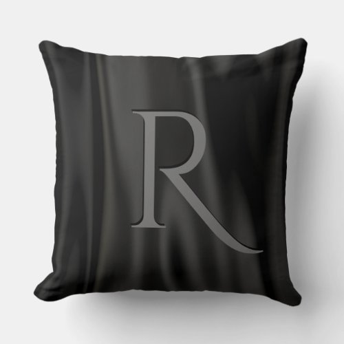 Personalize  Luxurious Black Faux Satin Fabric Throw Pillow