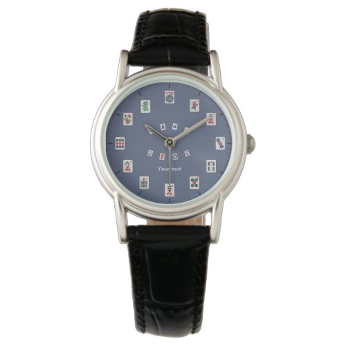 Personalize MahJong tiles design on dark blue  Watch