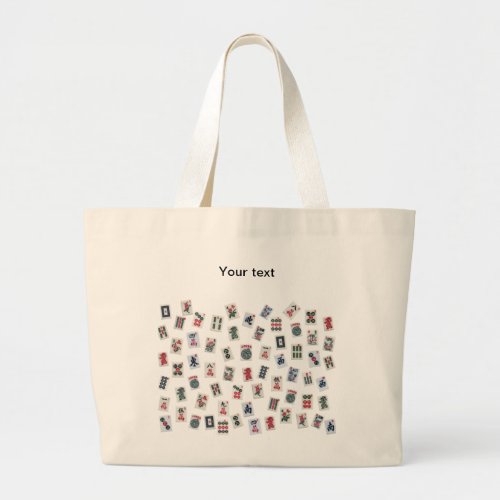 Personalize Mahjong tiles symbols large tote bag