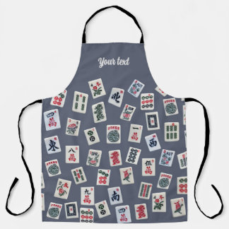 Personalize MahJongg tiles design on dark blue Apron