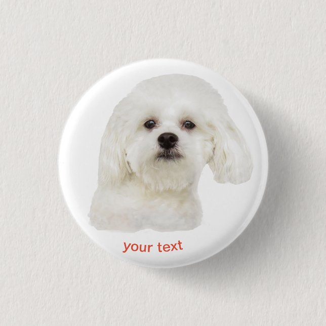Personalize Maltese puppy Button (Front)