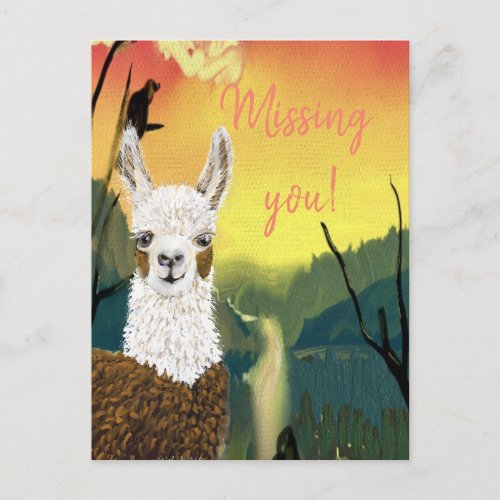 Personalize Mama Llama I Miss You  Postcard